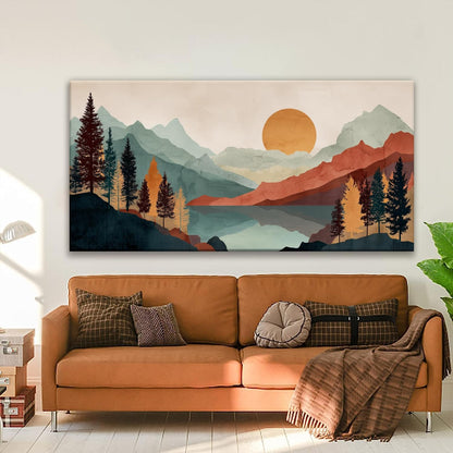 Tsomzxng Large Abstract Boho Wall Art For Living Room Canvas Art Wall Decor Artwork Mountain Forest