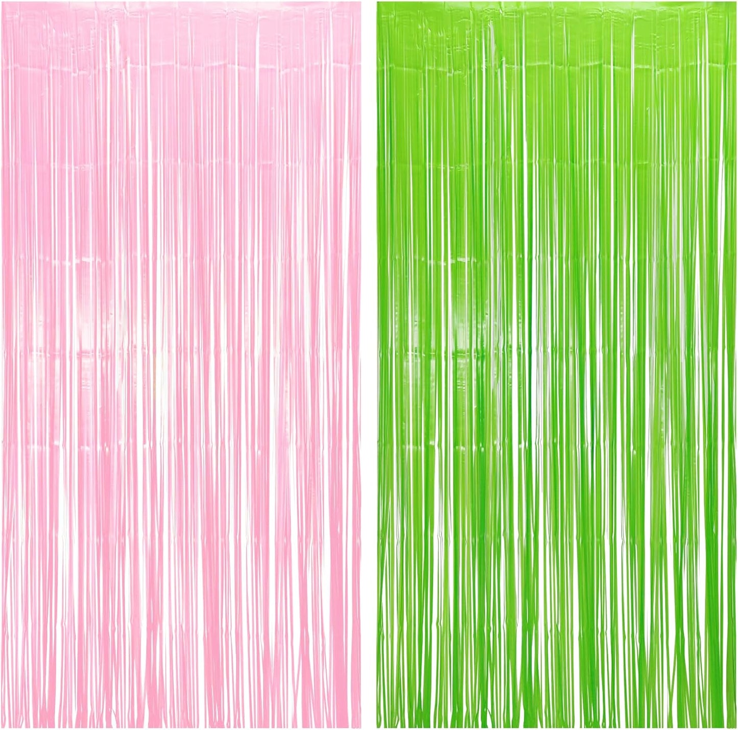 BRAVESHINE Party Streamers Backdrop - 2 Pack 3.2ft X 8.2ft Tinsel Foil Fringe Curtains for
