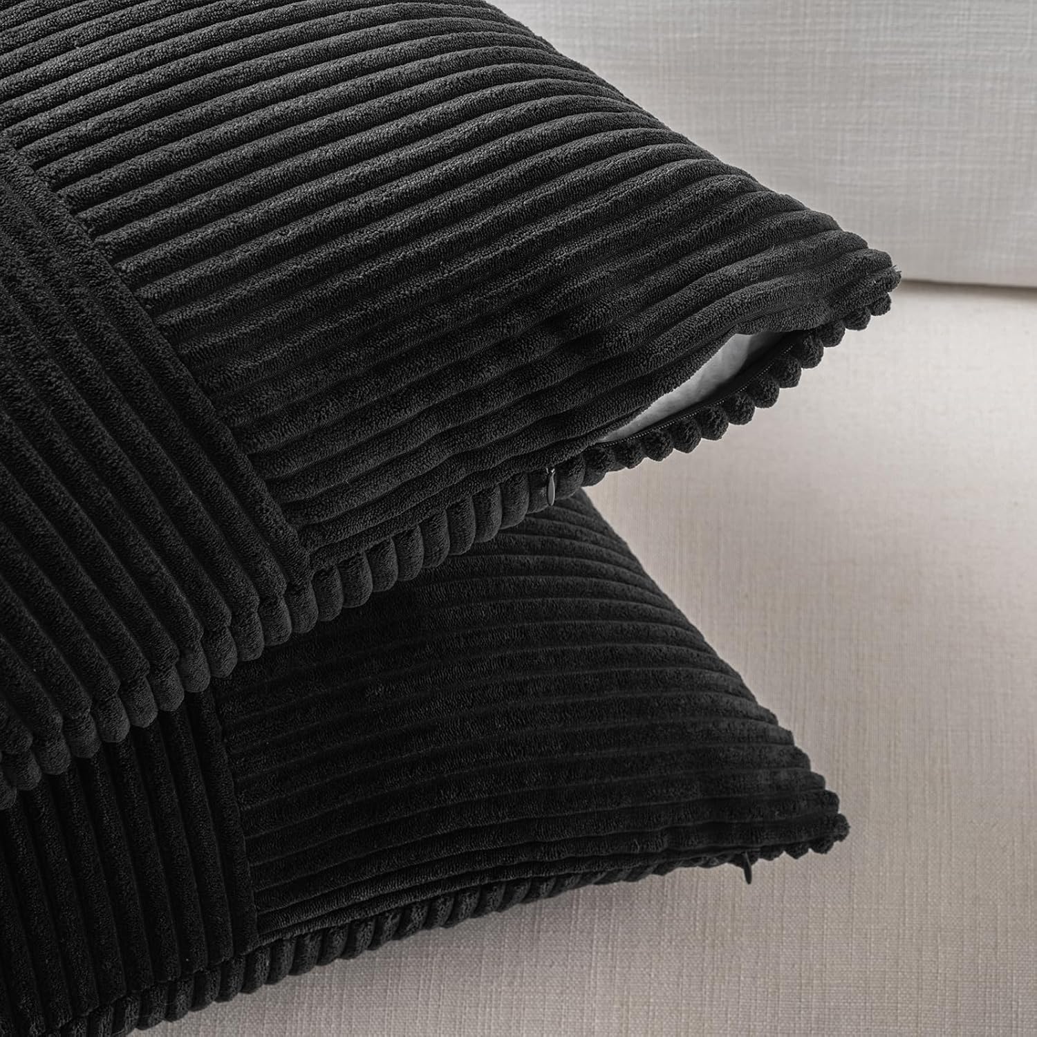 Fancy Homi 2 Packs Black Big Decorative Throw Pillow Covers 24x24 Inch for Couch Bed Sofa, Rustic