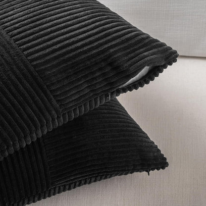 Fancy Homi 2 Packs Black Big Decorative Throw Pillow Covers 24x24 Inch for Couch Bed Sofa, Rustic