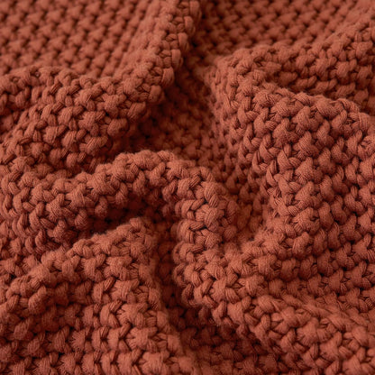 Longhui bedding Chunky Cable Knit Throw Blanket Lightweight Rust 100% Organic Cotton Blanket for