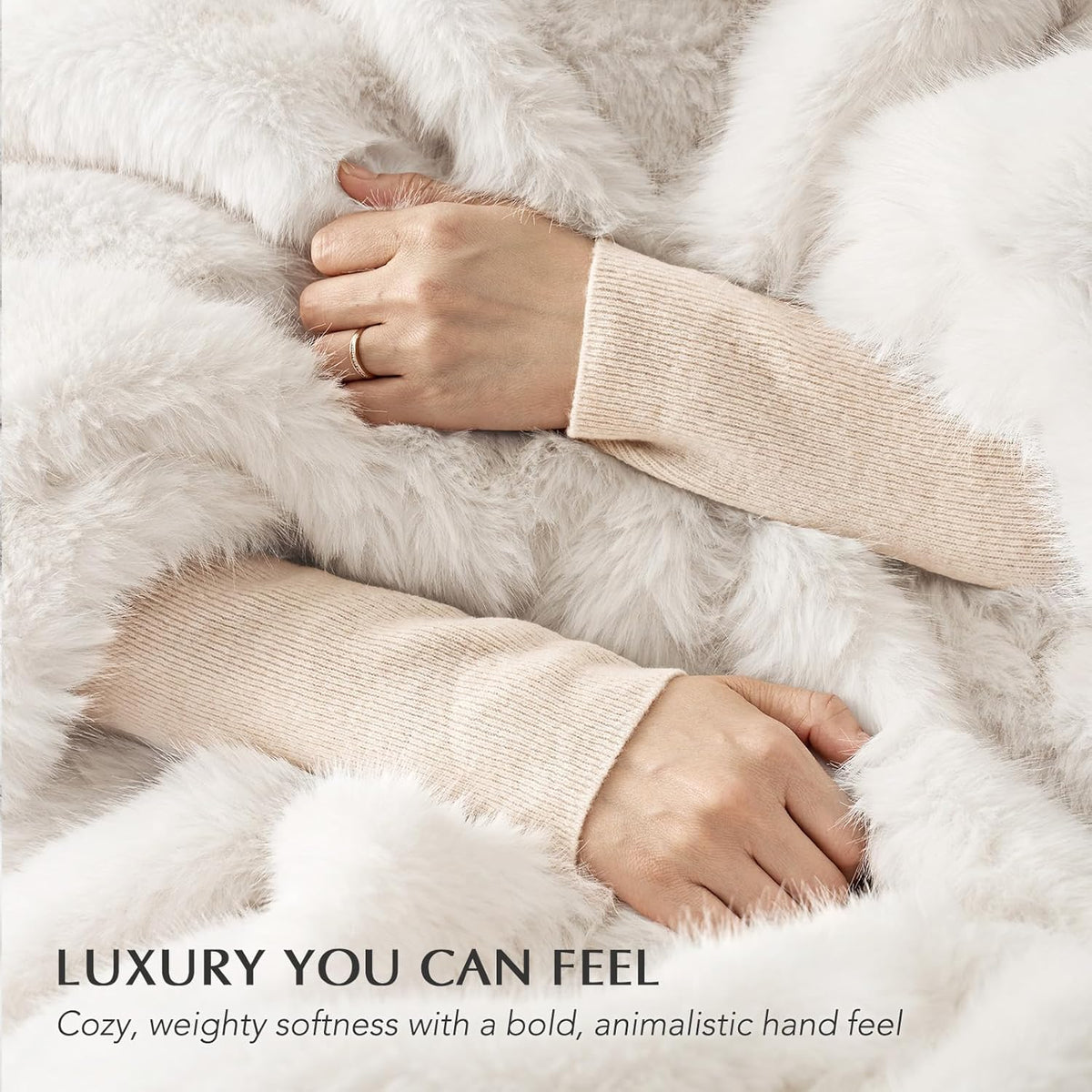 Luxury Faux Fur Throw Blanket, Soft Fluffy Faux Mink Blankets for Bed, Couch, Sofa, Thick Cozy