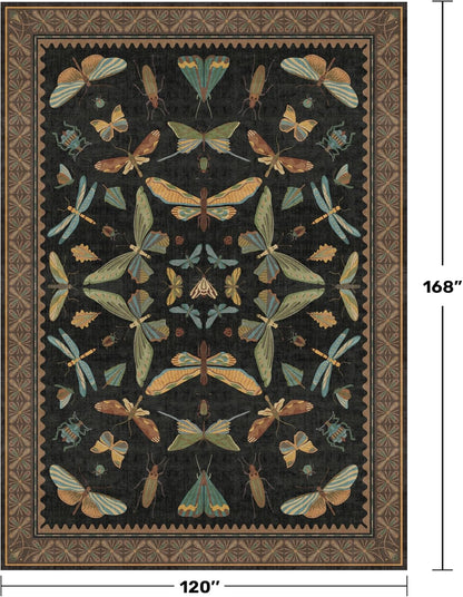 Big Black Area Rug for Living Room - Washable 10x14 Area Rug, Dining Room Rugs for Under Table