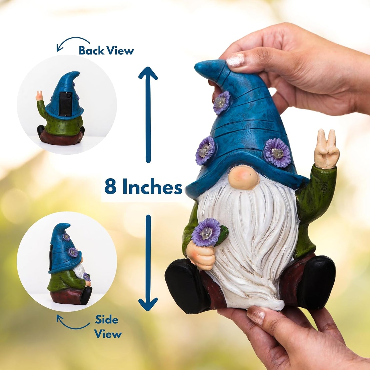 Peace Gnome Decorations for Yard/Lawn – Weatherproof Garden Statue – Fun Spring Summer Charming
