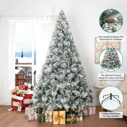 Naomi Home 7.5ft Christmas Tree with Lights Realistic Spruce Christmas Tree Prelit with Foot Pedal