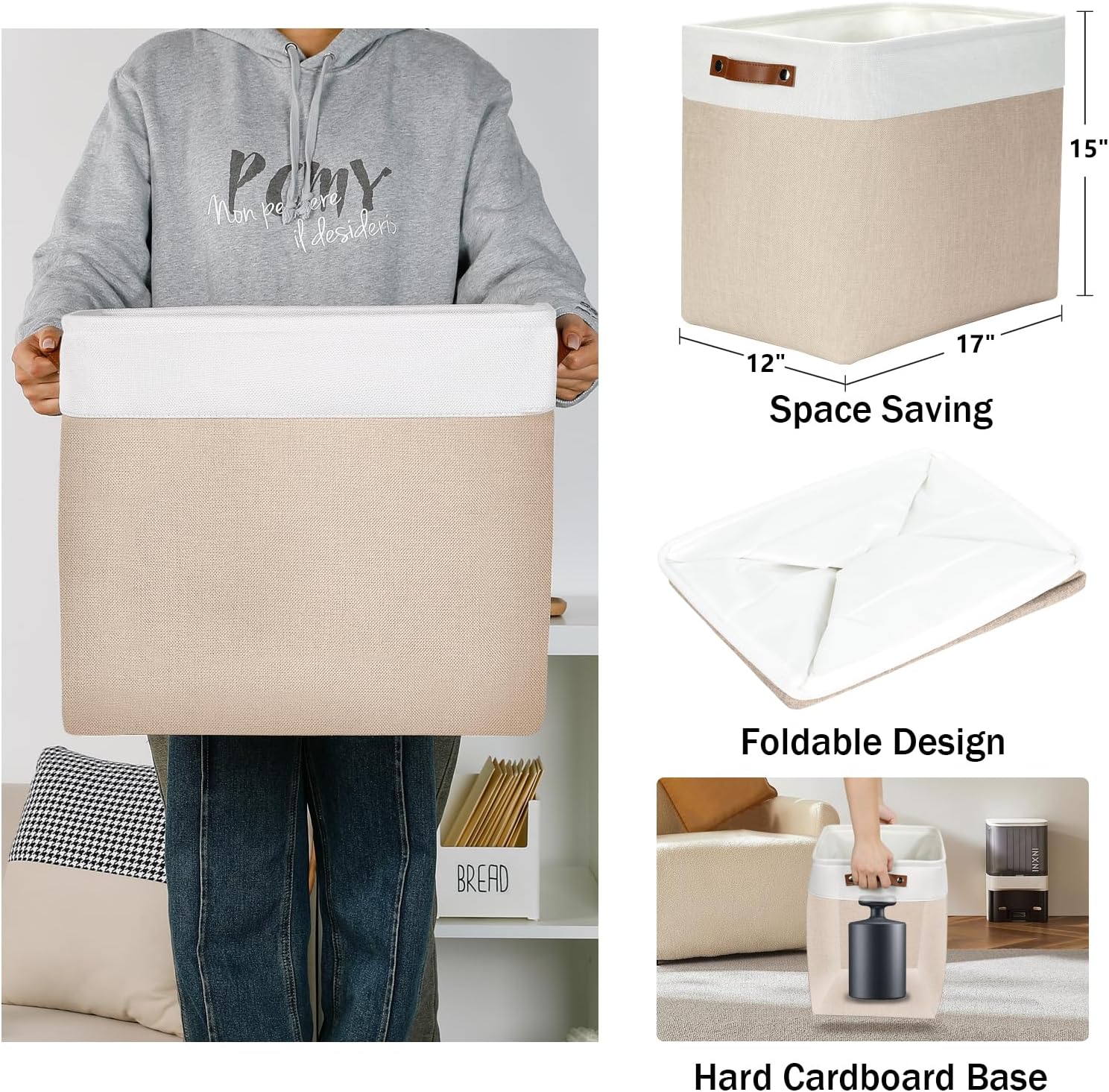 DULLEMELO Large Storage Baskets for Organizing, Canvas Storage Bins Big Baskets With Handles for