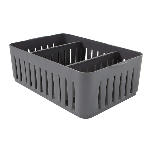 Simplify 3 Compartment Stackable Bin with Adjustable Dividers | Drawer Organizer | Storage Basket |