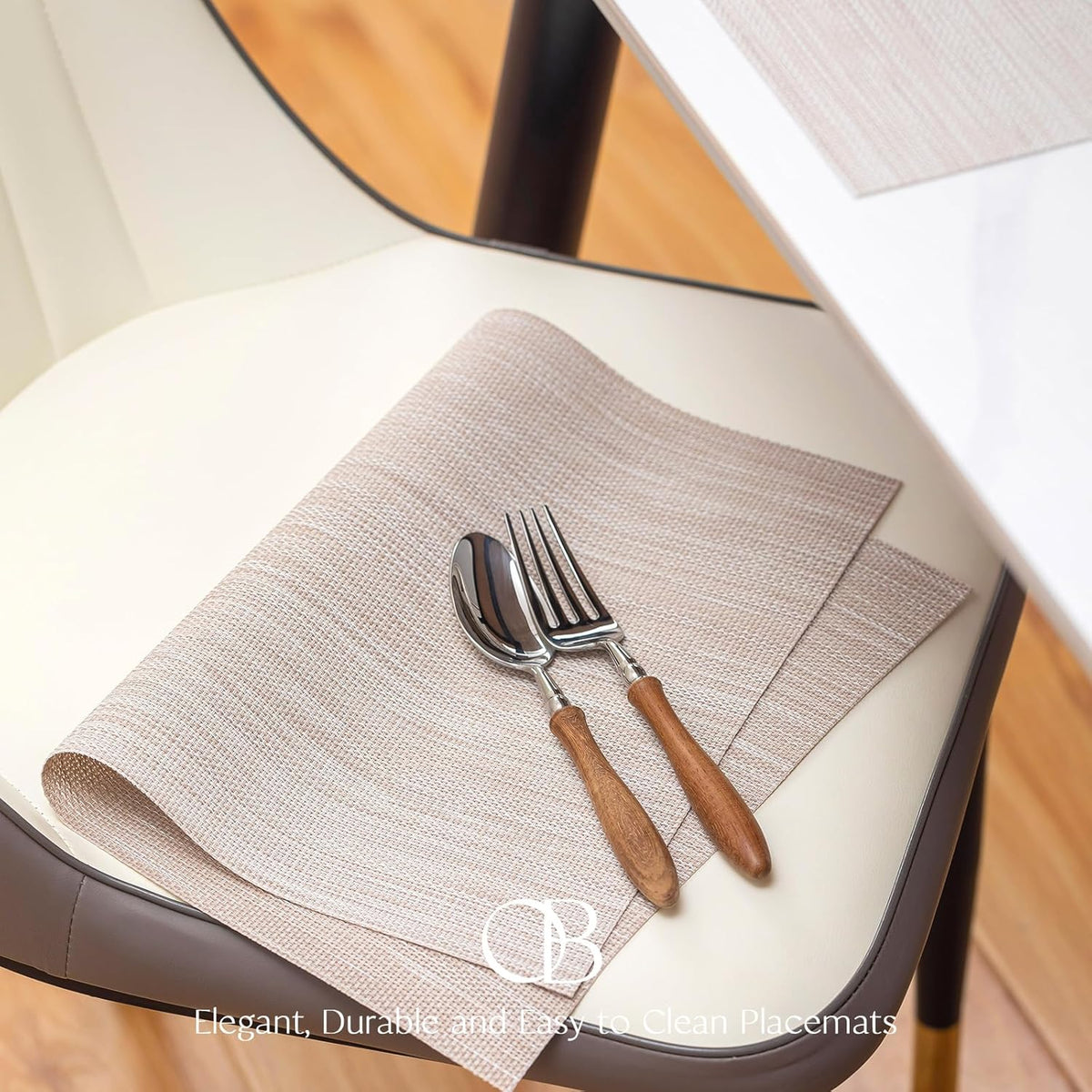 Placemats Set of 4 - Easy Clean Woven Vinyl Placemats for Dining Table, Indoor/Outdoor Place Mats
