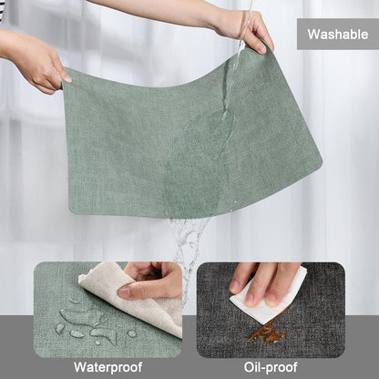 Myir JUN Dual Sided Faux Leather Placemats Set of 8 for Indoor Outdoor Dining Tables, Square