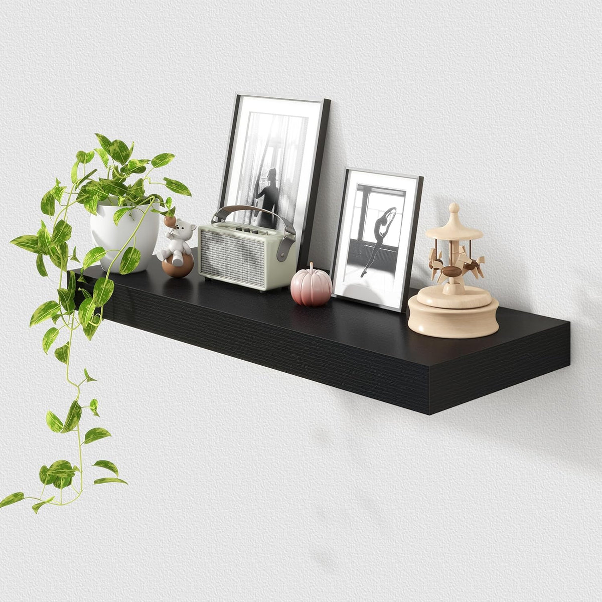 Deep Floating Shelves for Wall | 30 Inch Wide x 12 Inch Black Deep Floating Shelves | 30W x 12D