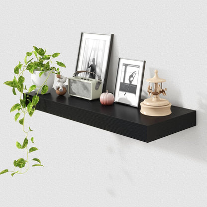 Deep Floating Shelves for Wall | 30 Inch Wide x 12 Inch Black Deep Floating Shelves | 30W x 12D