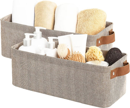 StorageWorks Narrow Storage Bins, Small Basket for Closet and Shelves, Fabric Organizer with