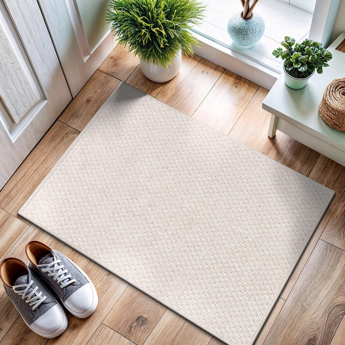 CAMILSON Easy Jute Rug 2x3, Indoor Outdoor Off-White Farmhouse Area Rugs for Living Room and