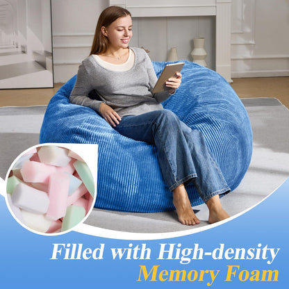 3.5FT Bean Bag Chairs Teardrop Bean Bag Chair for Adults Beanbag Chair with Memory Foam Filled
