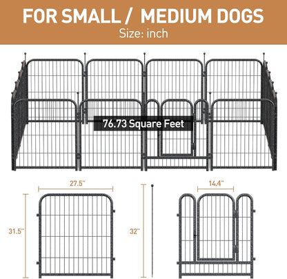Dog Playpen 8/16 Panels 32" Height Heavy Duty Dog Fence Puppy Pen for Large Medium Small Dogs