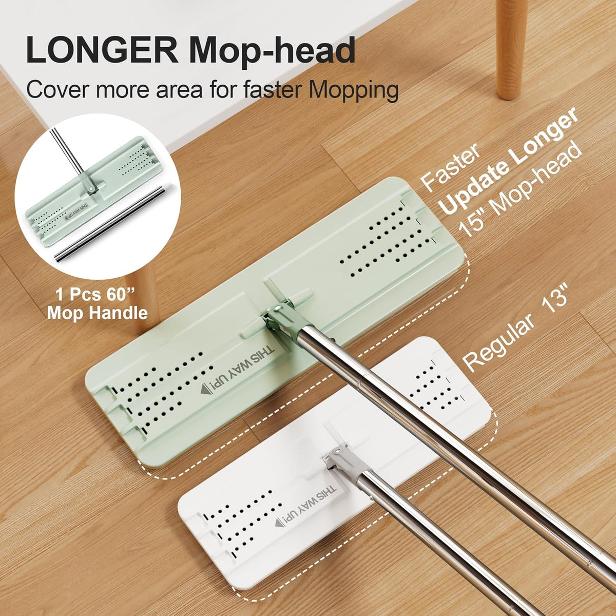 JOYMOOP Mop and Bucket Set - Mops for Floor Cleaning & Wall Cleaner with Long Handle, Include 5