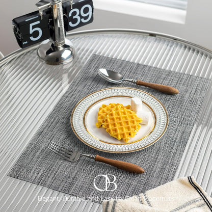 Placemats Set of 6 - Easy Clean Woven Vinyl Placemats for Dining Table, Indoor/Outdoor Place Mats