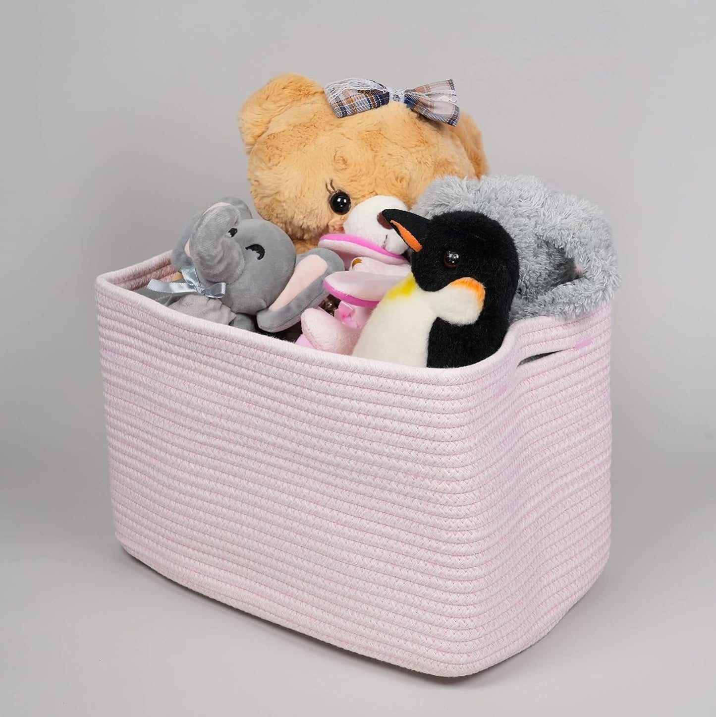 Cotton Rope storage Basket Bins Woven Basket for Organizing Shelves Rectangle Decorative Baskets