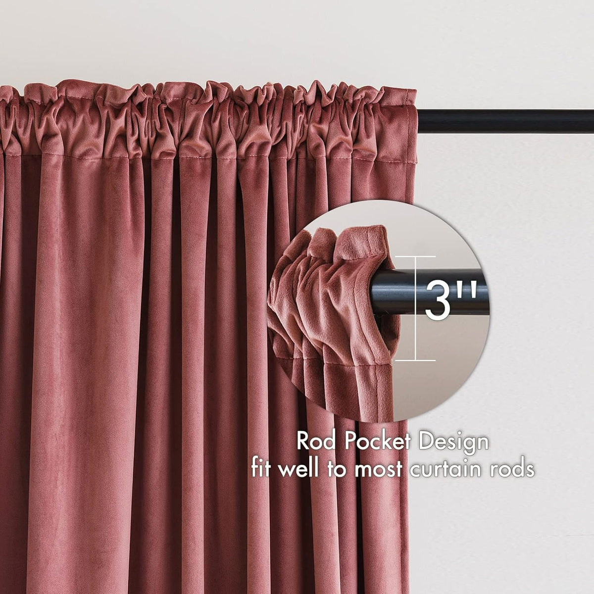 MIULEE Dusty Rose Pink Velvet Curtains Thermal Insulated Blackout Curtain Drapes for Bedroom Living