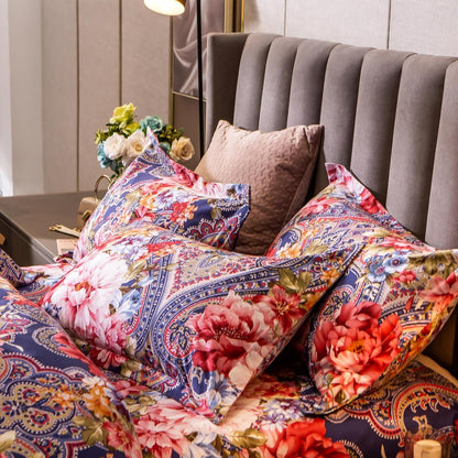 ABREEZE Colorful Floral Duvet Cover Queen 100% Cotton Flower Duvet Cover 3 Piece Set 1
