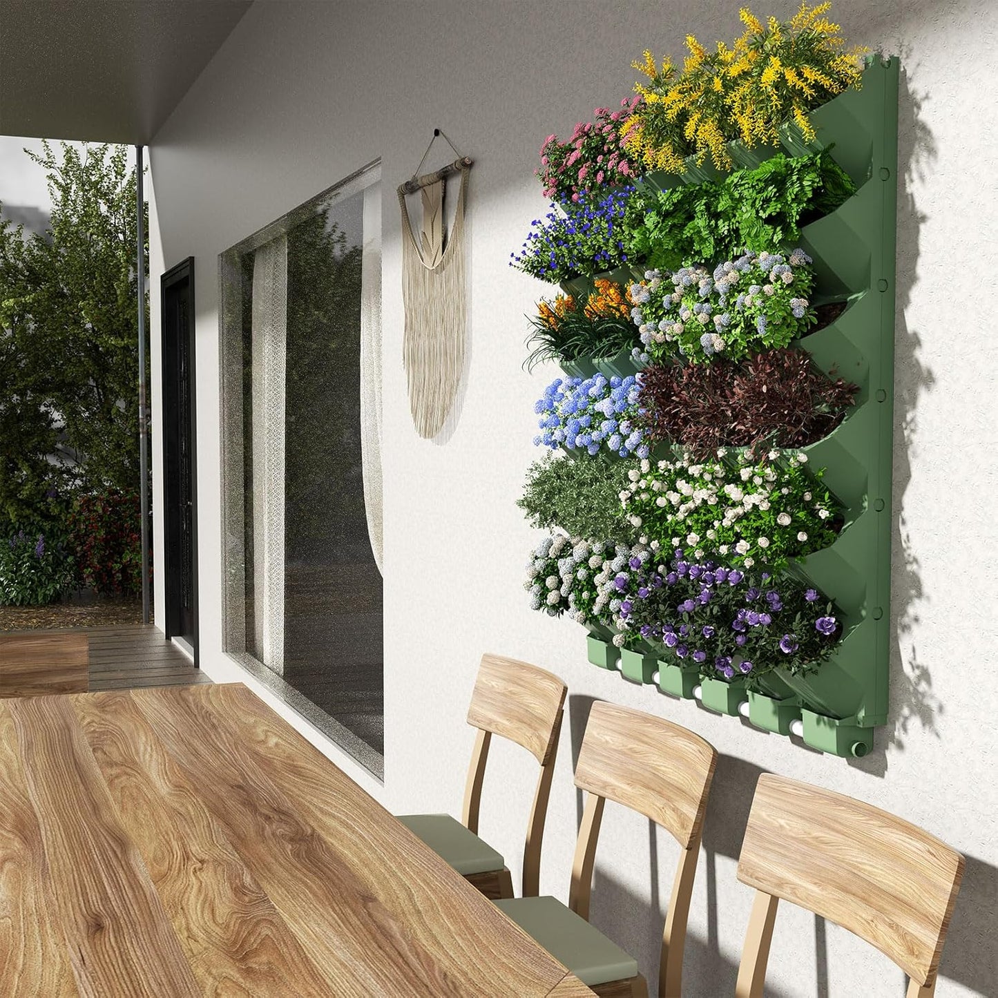 Self Watering Wall Mounted Vertical Planter, 36 Pots Wall Planter Indoor Vertical Living Green