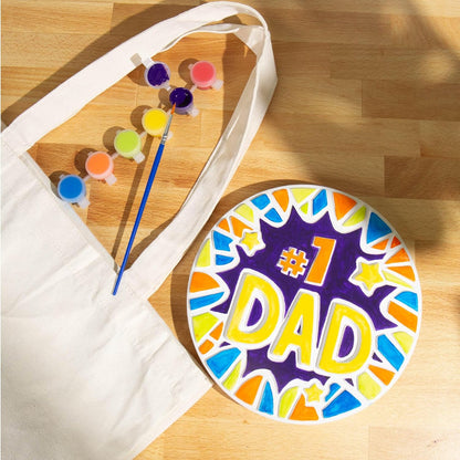 Creative Roots Paint Your Own #1 Dad Stepping Stone, Paintable Ceramic 7 in. Stone, Includes 6