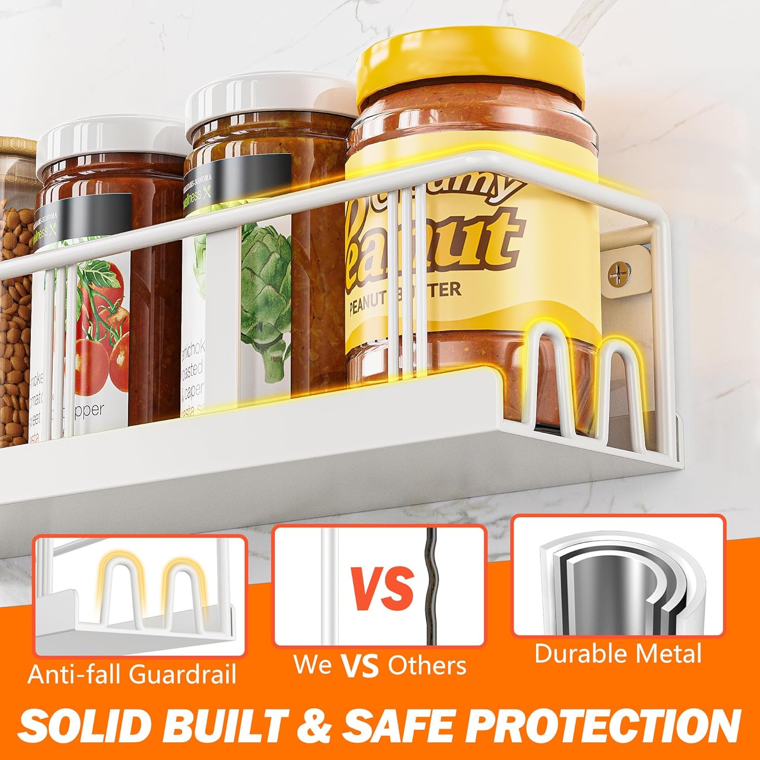 Spice Rack Wall Mounted 3 Pack, Space-Saving Spice Organizer for Spice Jars and Seasonings,Screw or