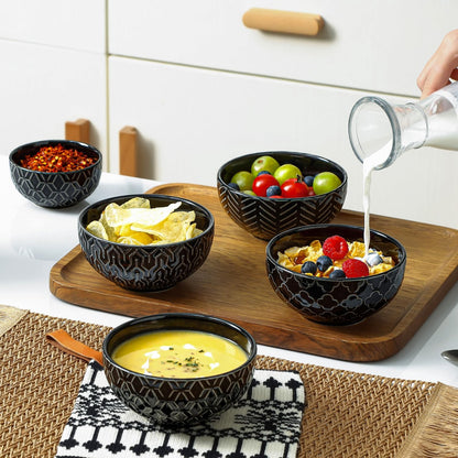 Sureasy Ceramic Ice Cream Bowls, 12oz Embossed Dessert Bowls Set, 4.6 Inch Stoneware Small Bowls