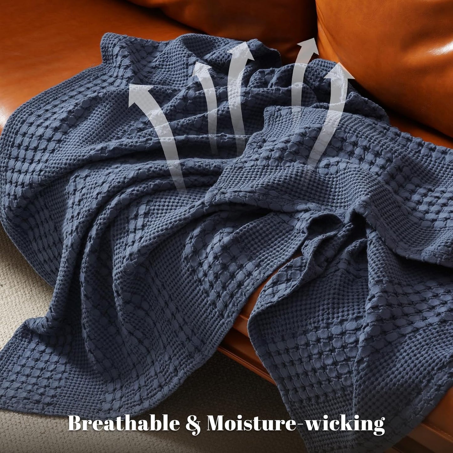 PHF 100% Cotton Waffle Weave Blanket King Size, Soft Lightweight Breathable Cozy Summer Blankets