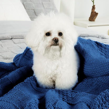Amélie Home Chenille Knit Throw Blanket for Couch, Checkered Texture Decorative Soft Blanket for