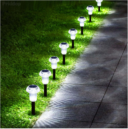 Solar Lights Outdoor Pathway Waterproof 8 Pack Cold White LED Acrylic Mushroom Decorative Garden