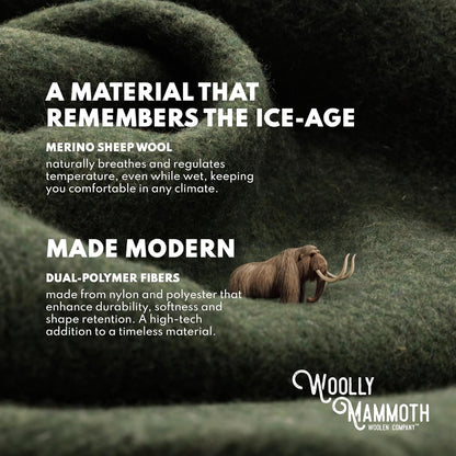 Woolly Mammoth Woolen Company Camping Wool Blanket - 66 in x 90 in Black & Cream Plaid