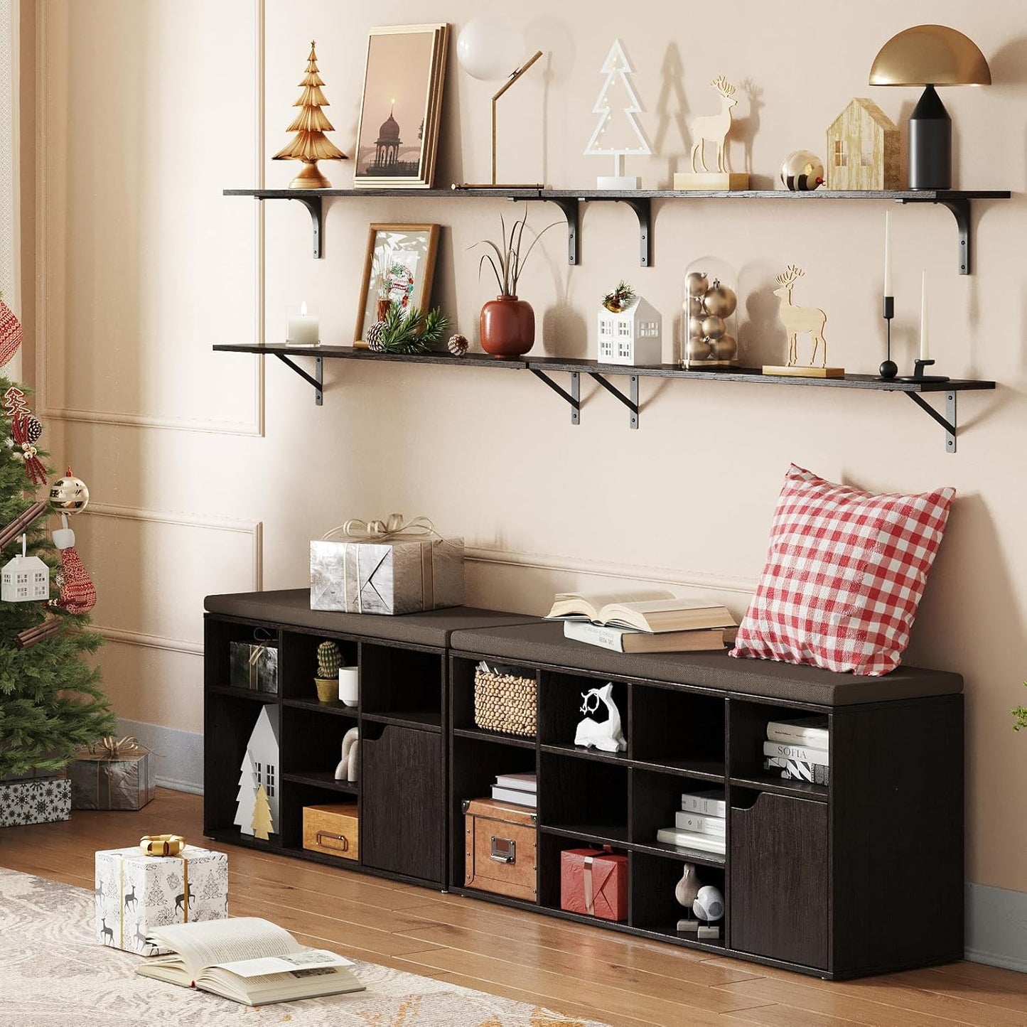 DINZI LVJ Long Wall Shelves, 47.3Inch Wall Mounted Shelves Set of 2, Extra Large Wall Storage