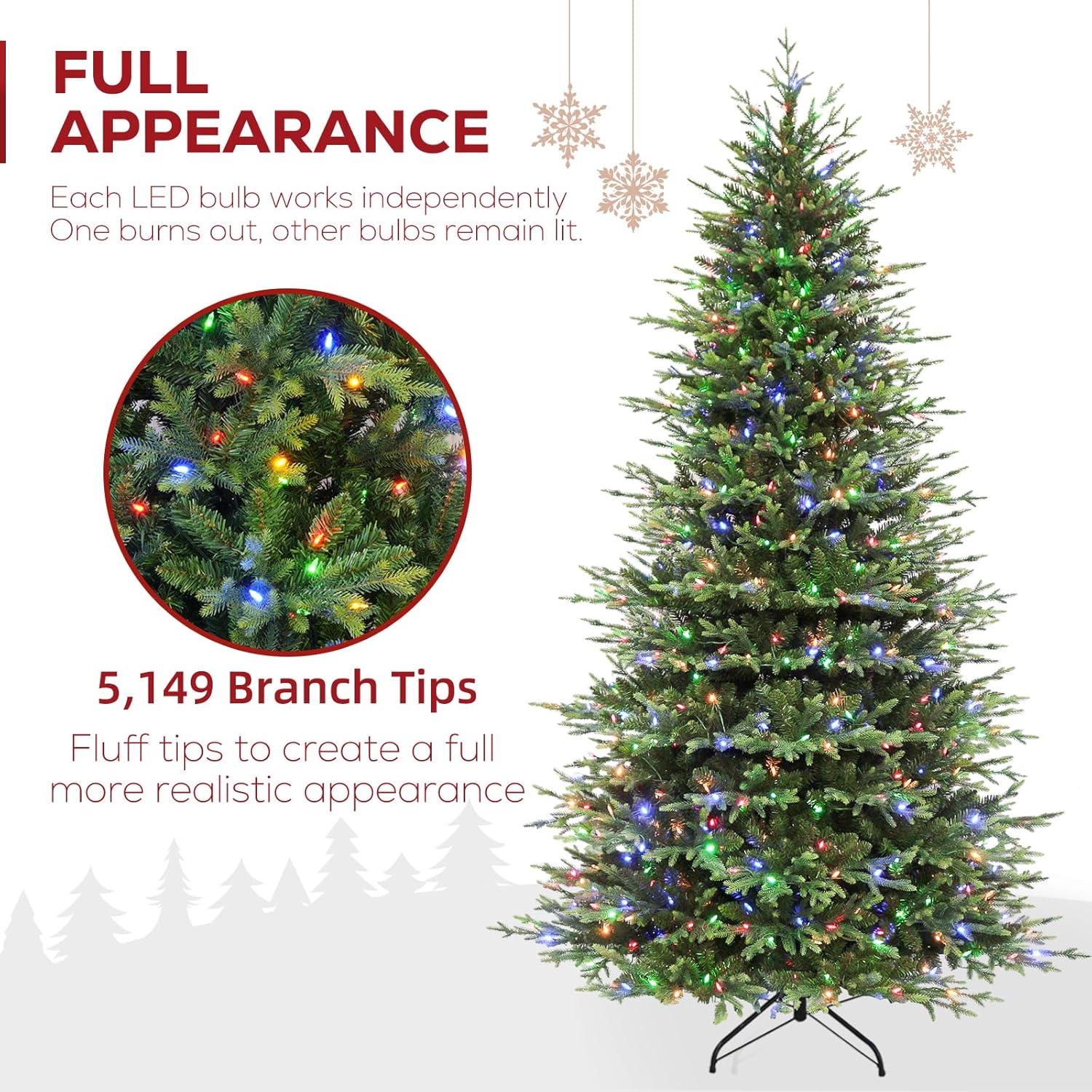 Hykolity 9 ft Prelit Christmas Tree, 5149 PE&PVC Branch Tips, Frasier Grande Artificial Christmas