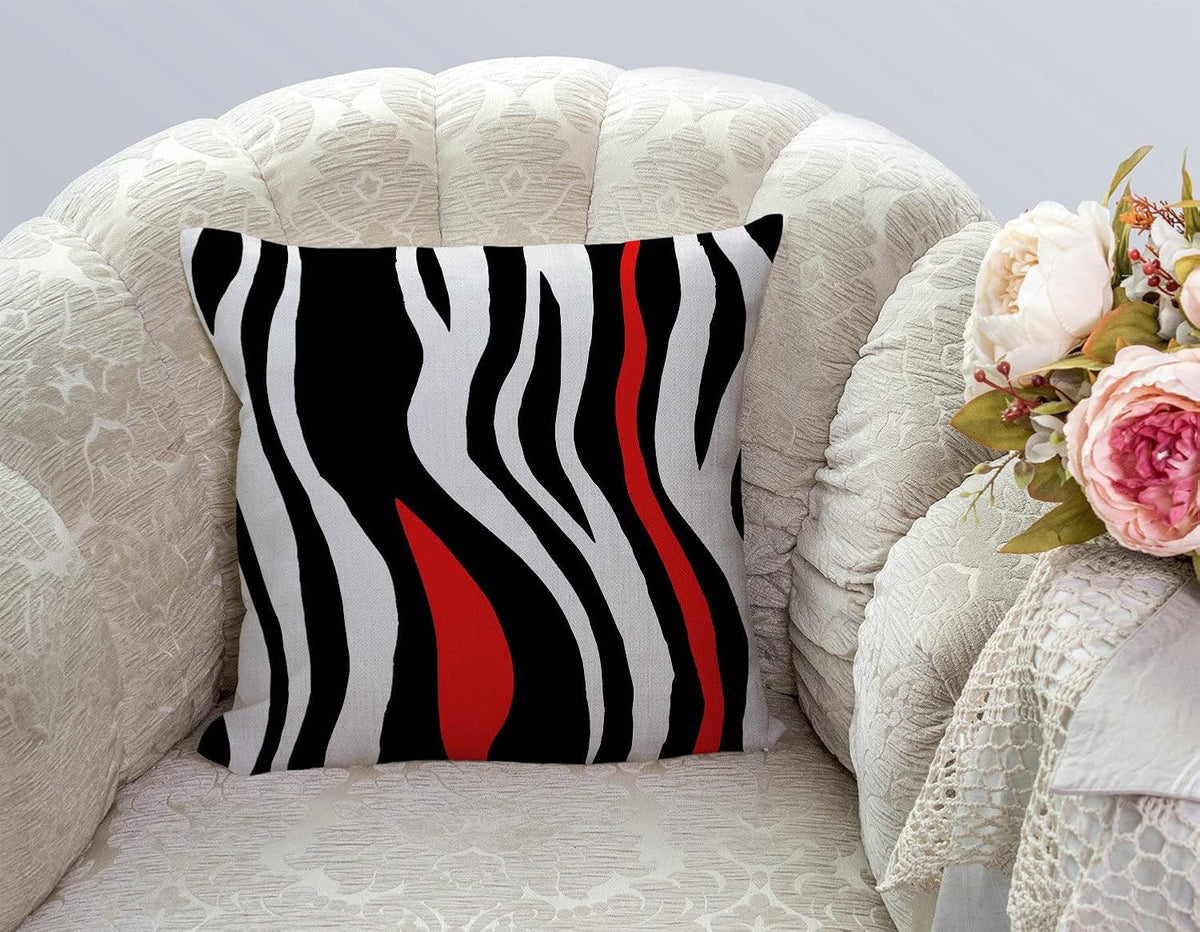 TSSOHU Throw Pillow Cover Geometric Black and White Red Abstract Line Decorative Pillow Case Home