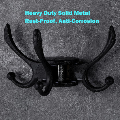Swivel Coat Hook 2 Pack Heavy Duty Space Saving Towel Rope Hook Wall Mount Triple Swing Arms for RV