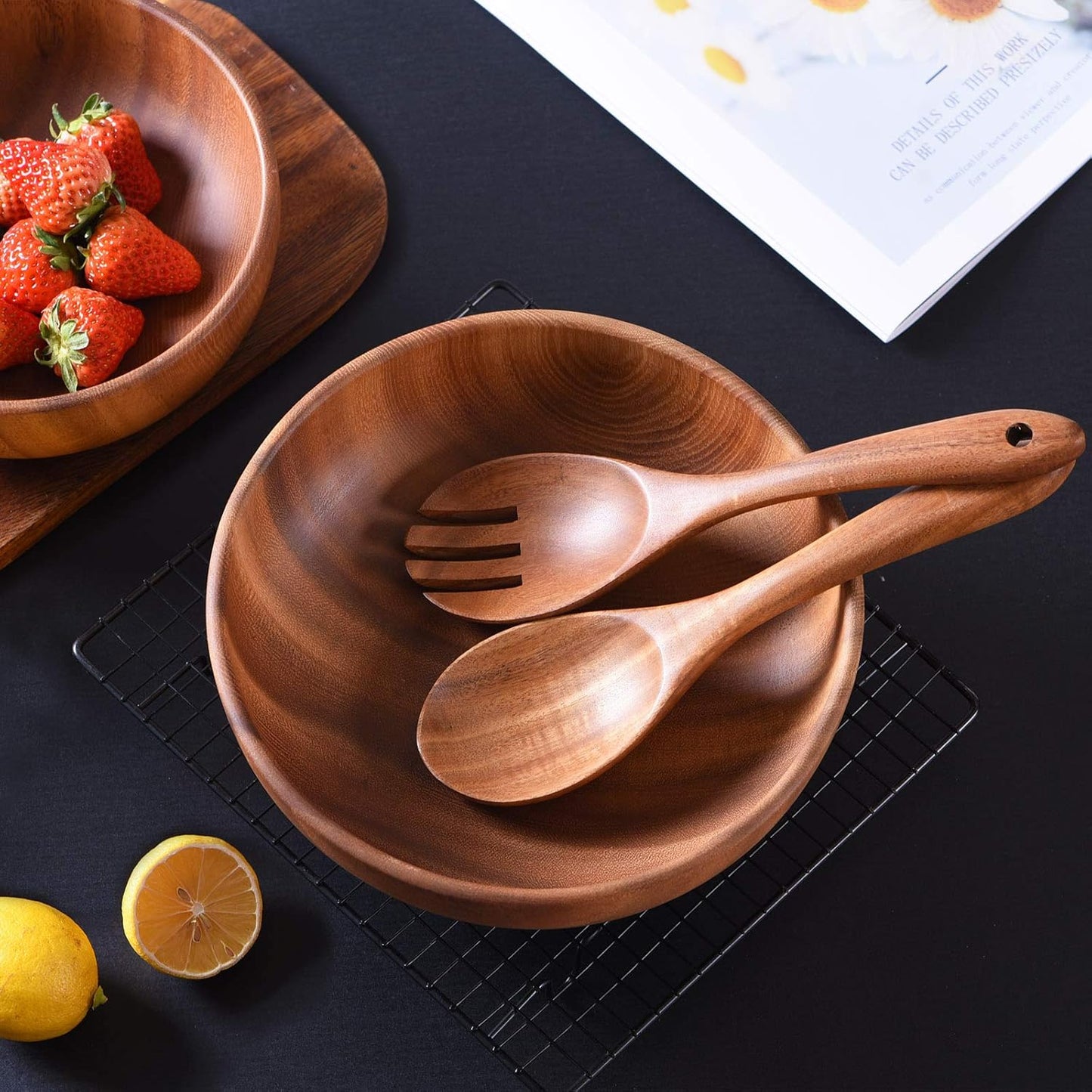 Wooden Kitchen Utensils Set,GUDAMAYE 6 PCE Wooden Spoons for Cooking,Wooden Cooking