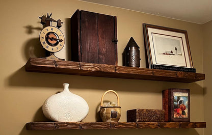 joelsantiques Floating Shelf, Wood Wall Shelf, Natural Wooden Home Decor for Bathroom Kitchen