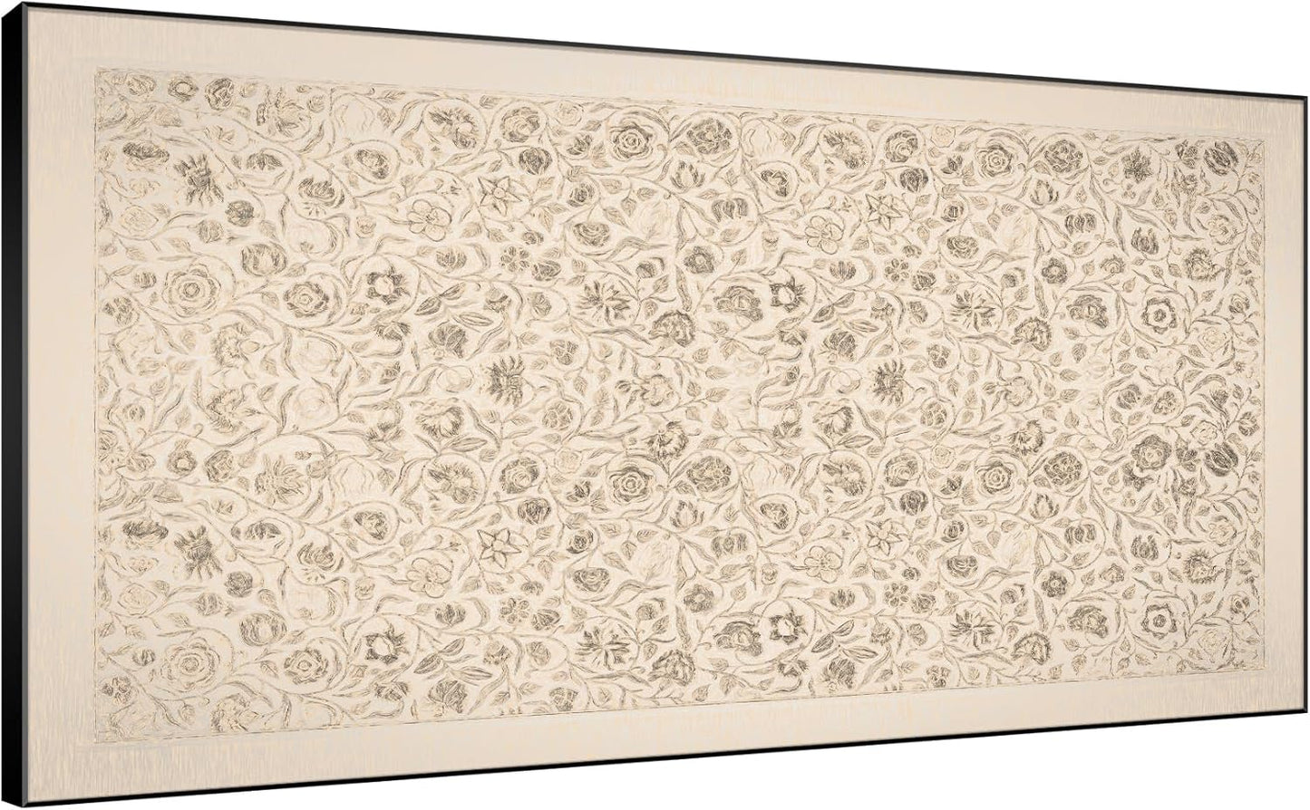 SIGNWIN 24"x46" Extra Large Framed Wall Art Vintage Botanical Sketch with Detailed Floral Pattern