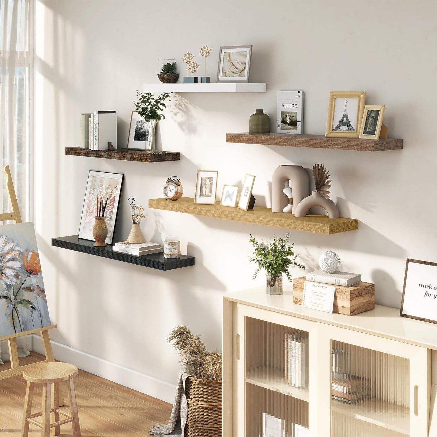 Dreamland 40 Inches Floating Shelves for Wall, 9.3" Deep Long Floating Shelves Set of 2, Large