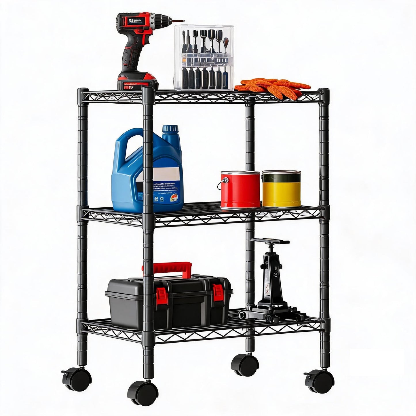 DUMOS 3-Tier Metal Storage Shelves, Wire Shelving, 23.1" W
