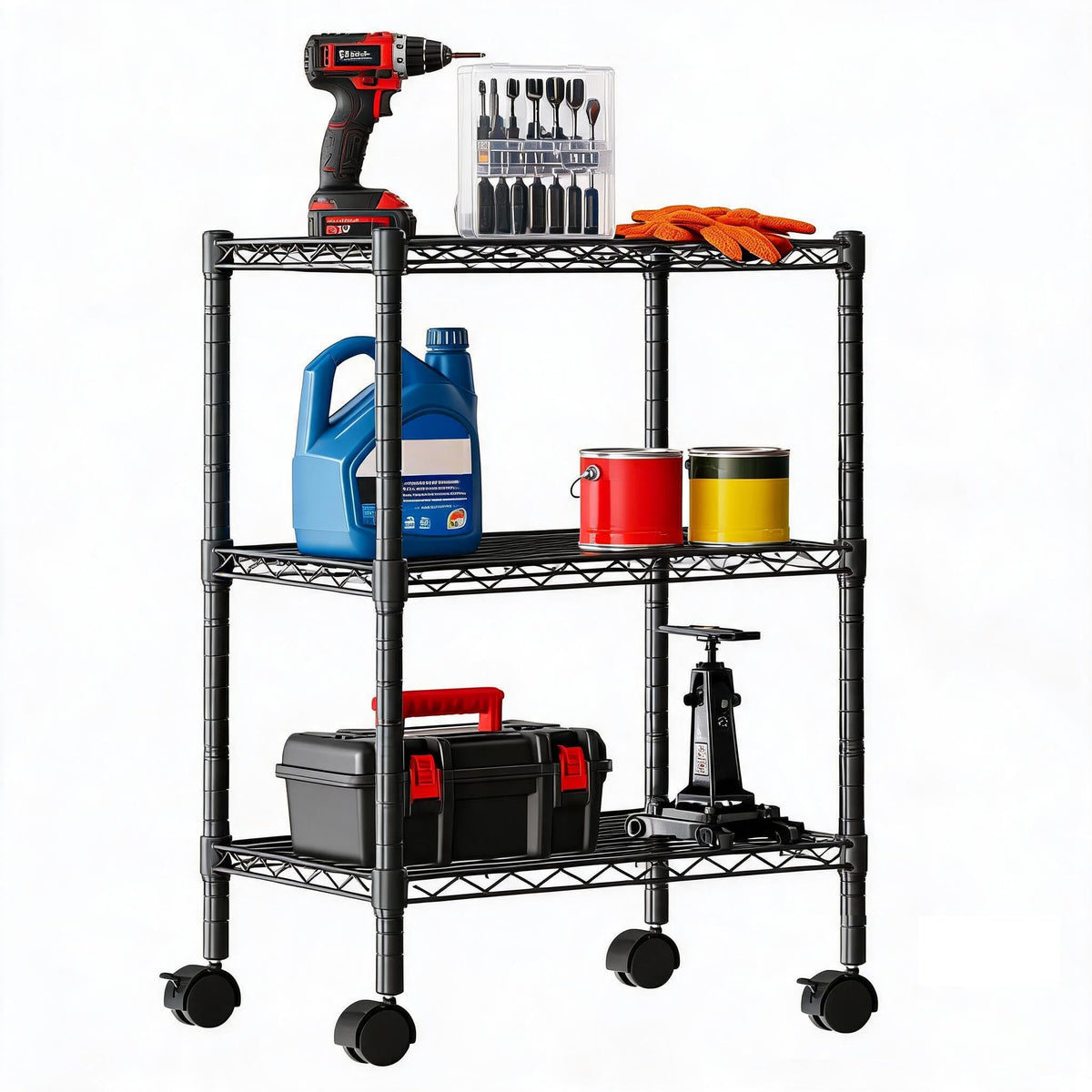 DUMOS 3-Tier Metal Storage Shelves, Wire Shelving, 23.1" W
