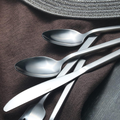 Alata Cube 20-Piece Forged Silverware Set Stainless Steel Flatware Set,Service for 4,Matte Satin