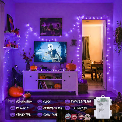 JMEXSUSS Purple Lights for Halloween Decorations, Purple Battery Operated Lights with Remote Indoor
