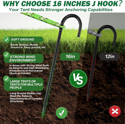 16 Inch Ground Stakes Heavy Duty,16 Pack Metal Fence Stakes for Ground for Wire Fencing,Heavy Duty