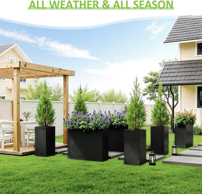 Planter Box Outdoor 38"W x 10.2"D x 30"H- Tall Rectangular Planters for Outdoor Patio/Porch
