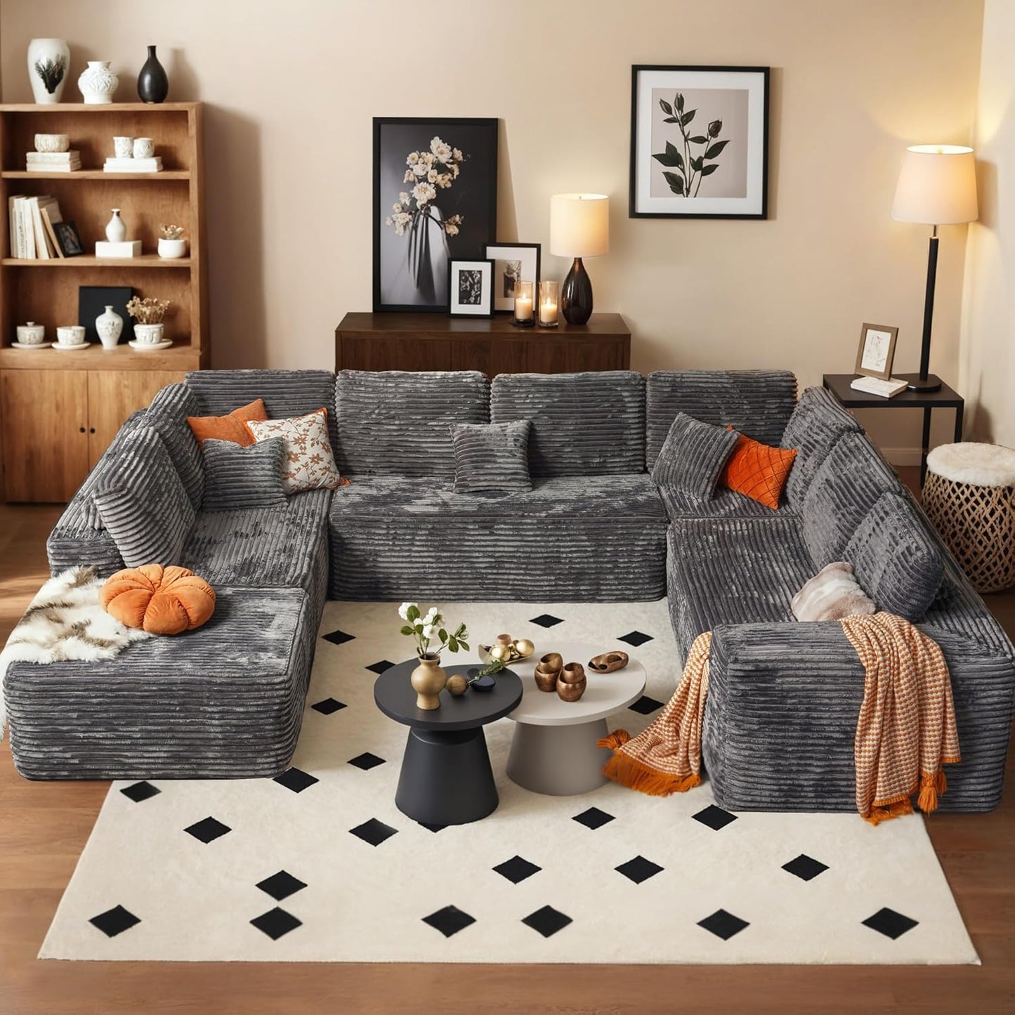 HOOOWOOO Cloud Sectional Couches for Living Room,Modular Sectional Sofa No Assembly,136X108 Inch