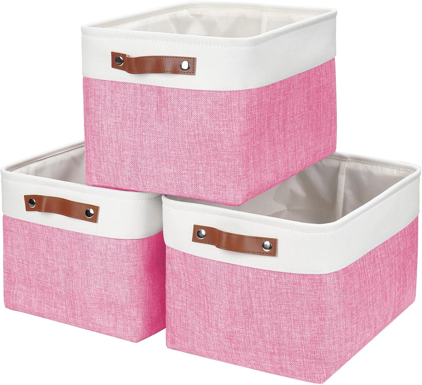 Storage Bins Large Fabric Storage Baskets for Shelves 3 Pack, Decorative Linen Closet Baskets with