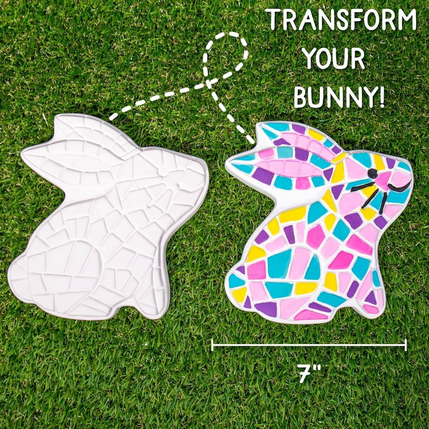 Creative Roots Paint Your Own Bunny Garden Stone, Craft Kits, Stepping Stones Kit for Kids
