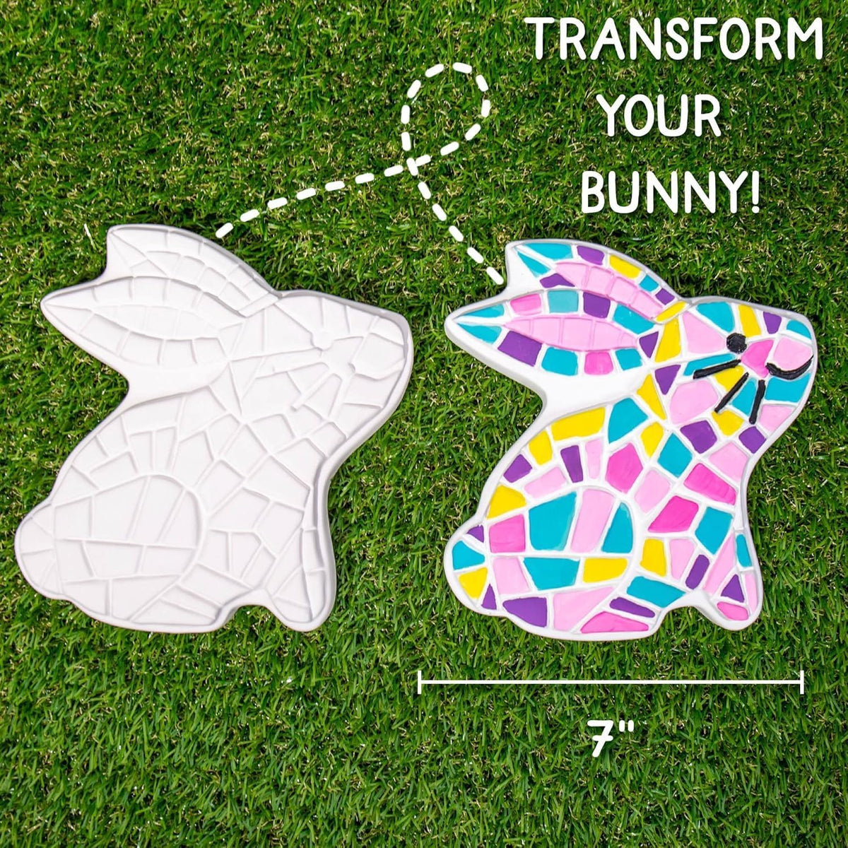 Creative Roots Paint Your Own Bunny Garden Stone, Craft Kits, Stepping Stones Kit for Kids